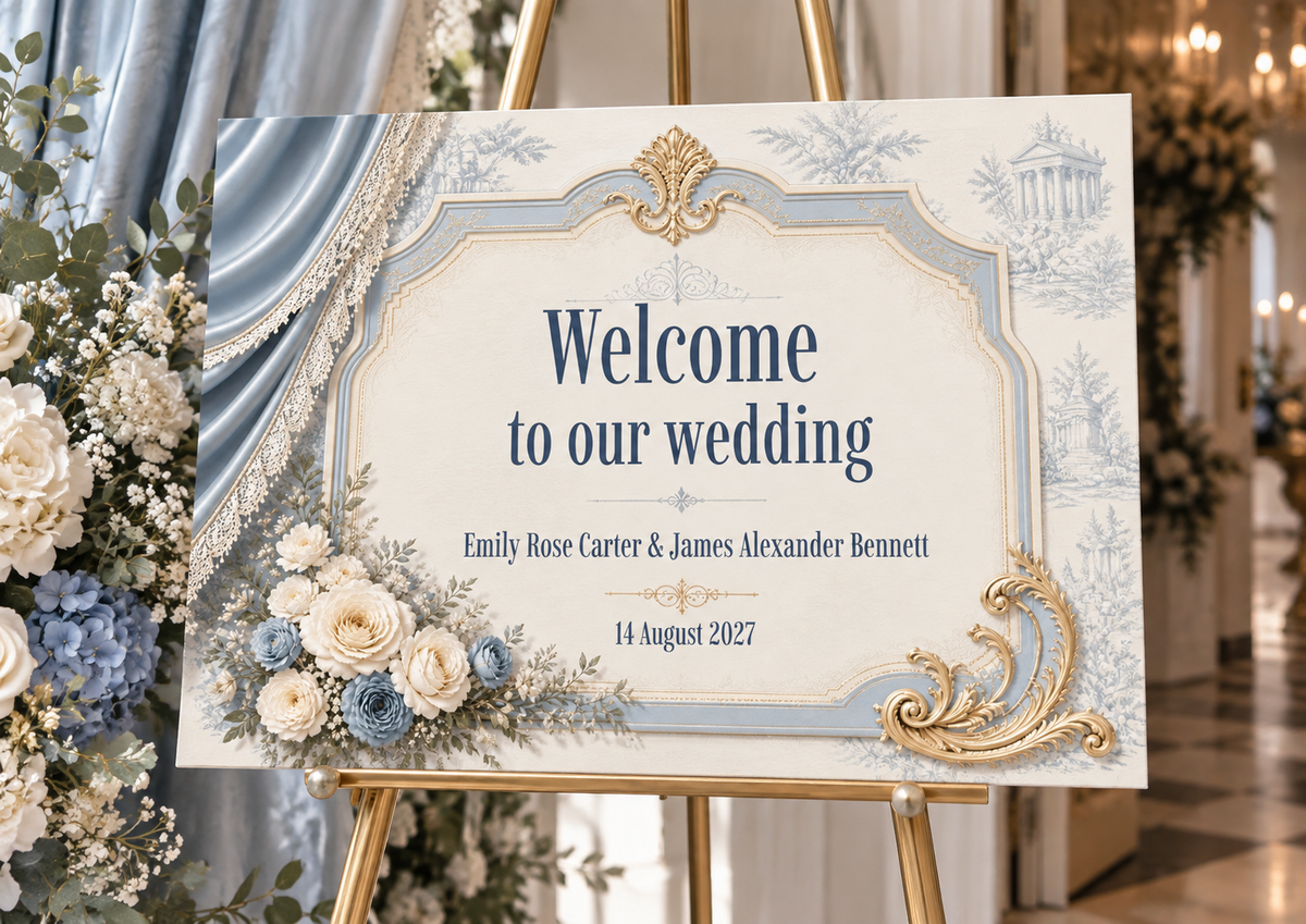 Sapphire Pearl Wedding Welcome Sign