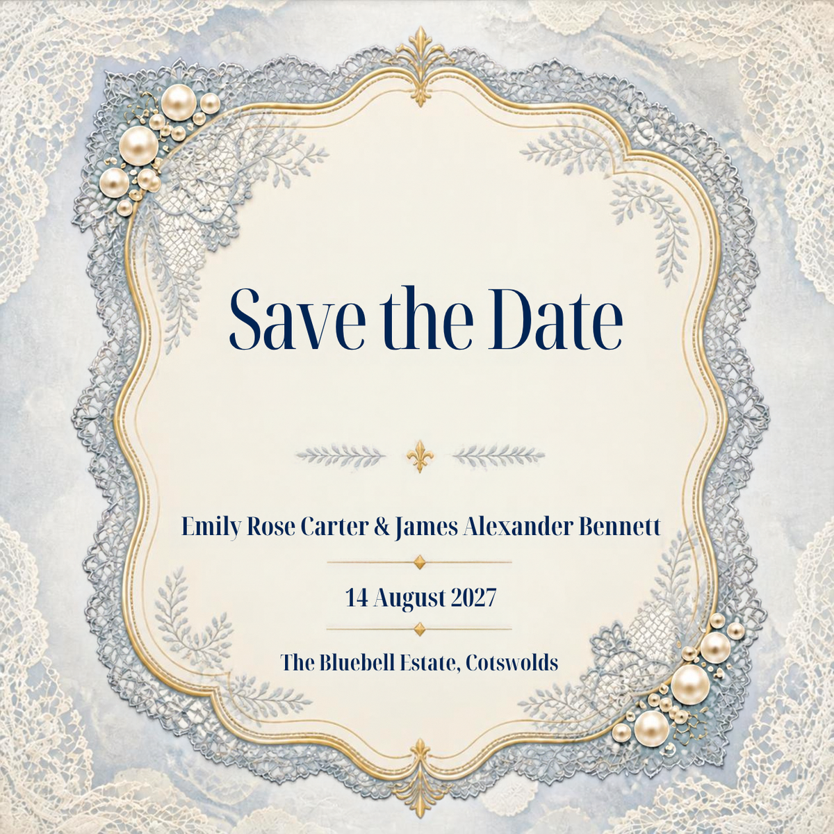 Sapphire Pearl Wedding Save The Date