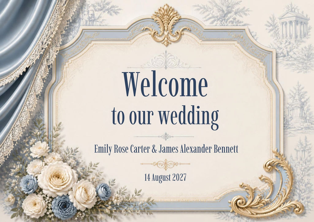 Sapphire Pearl Wedding Welcome Sign