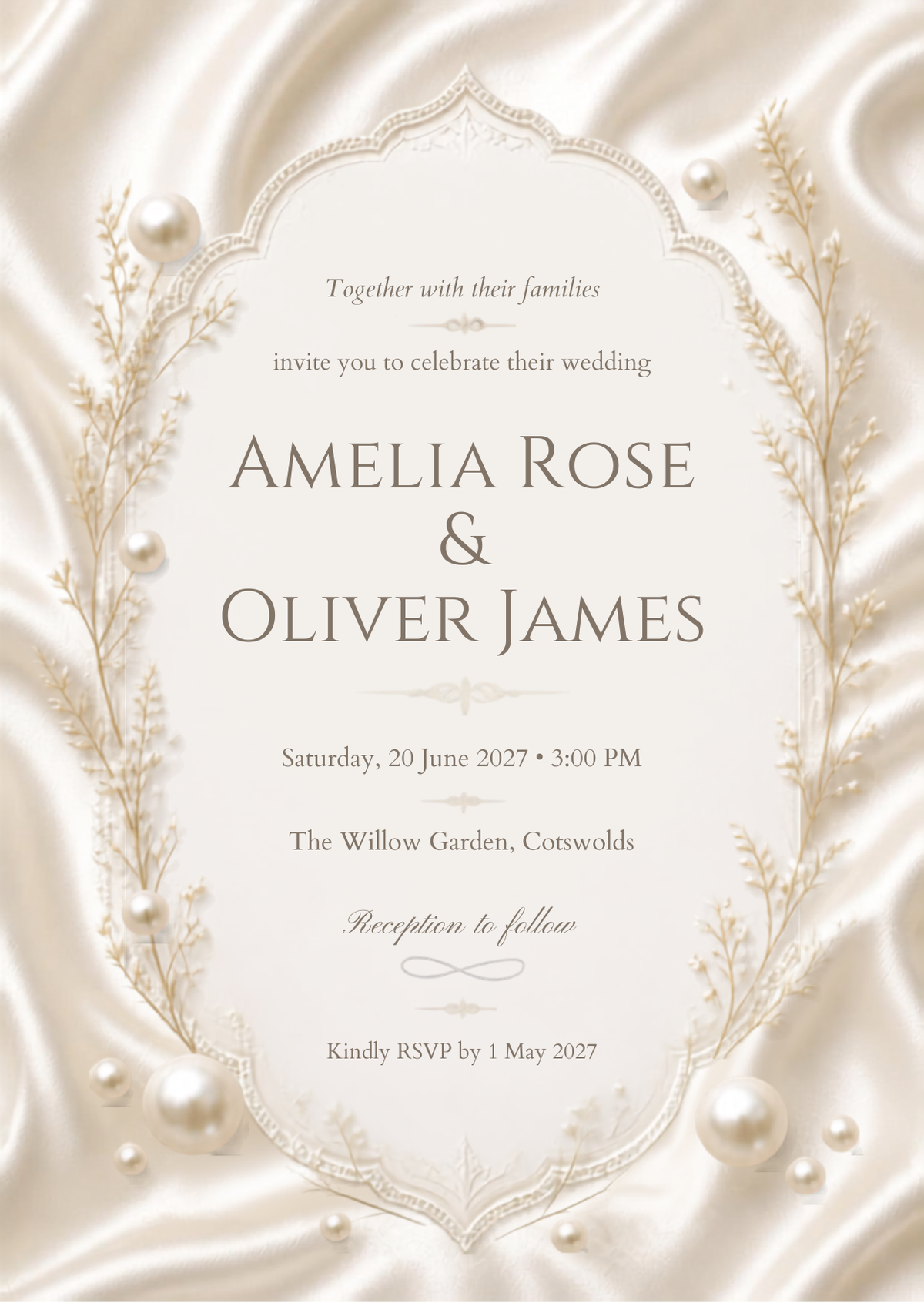 Silk and Pearl Wedding Invitation