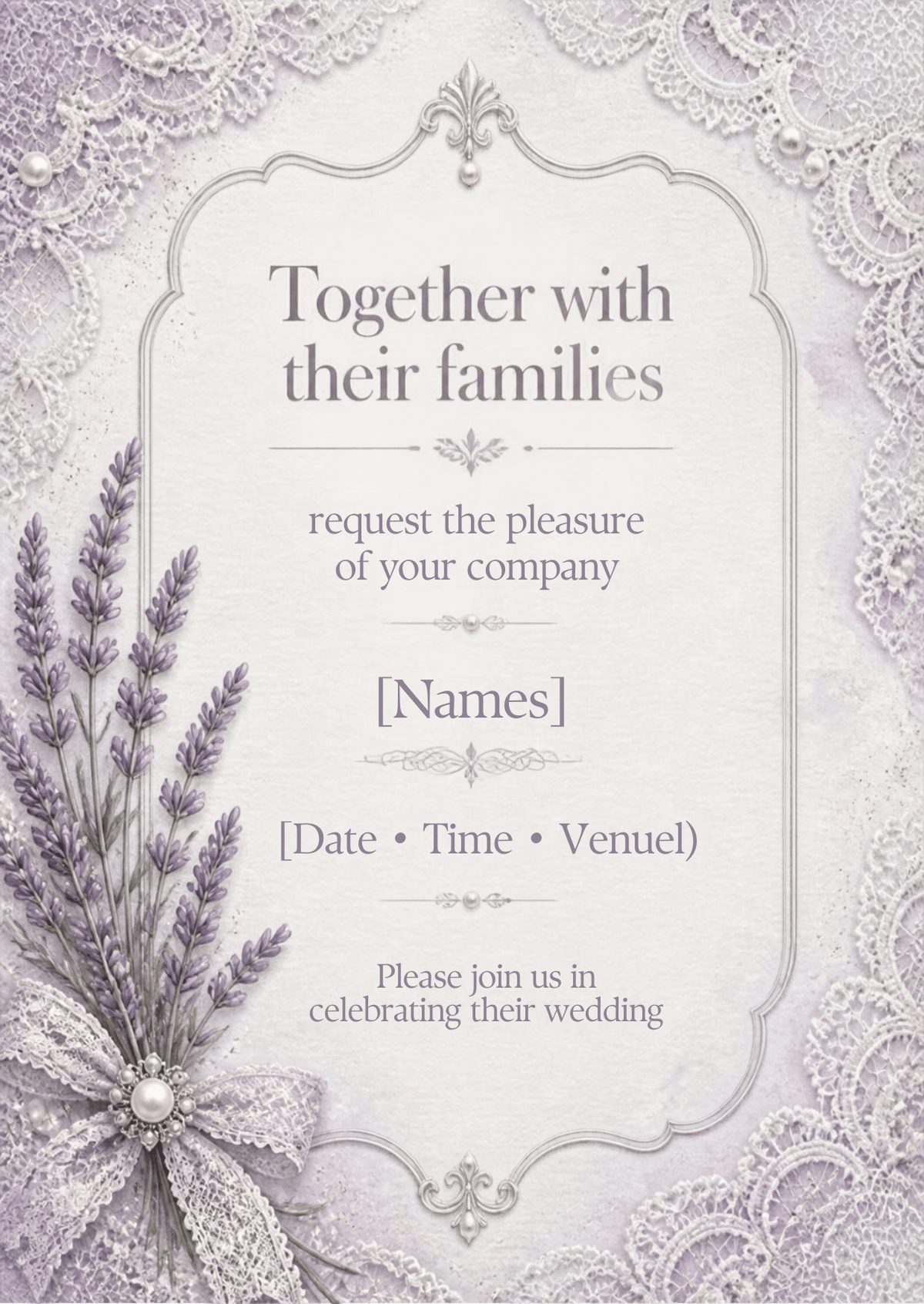 Lavender Lace Wedding Invitation