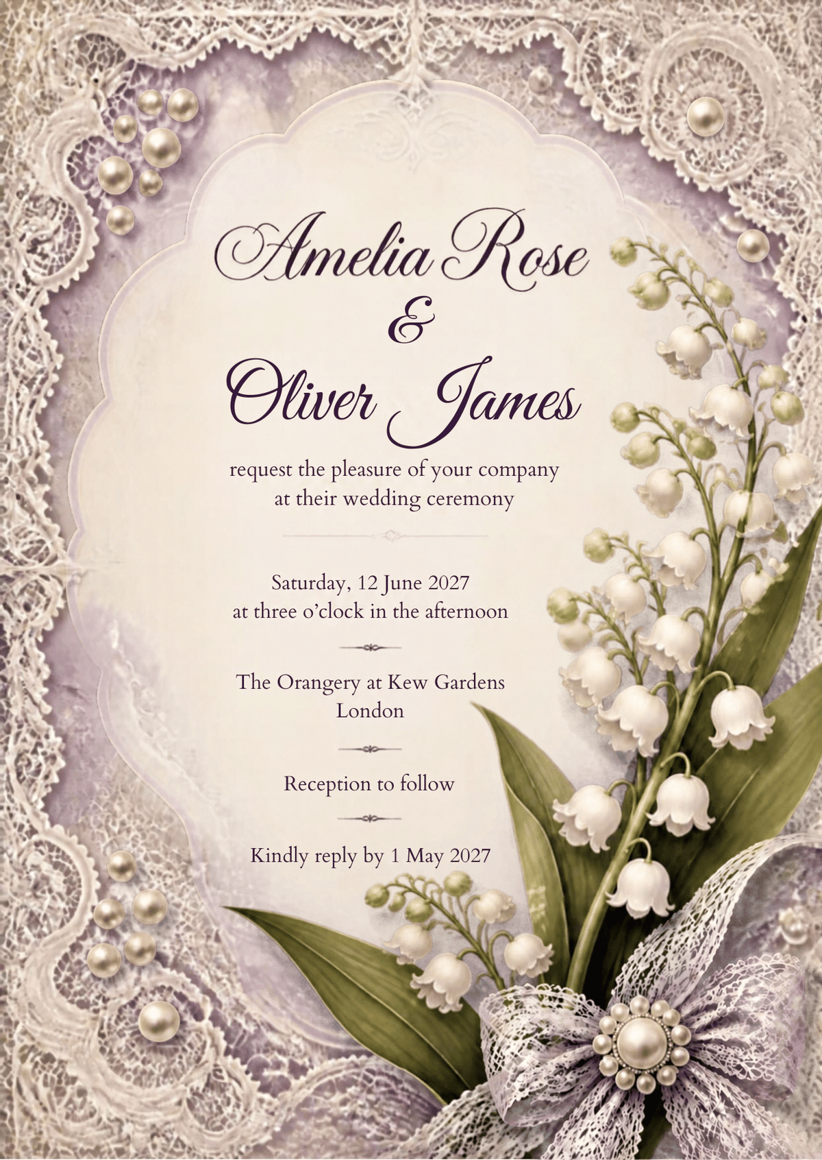 Lily & Lace wedding invitation