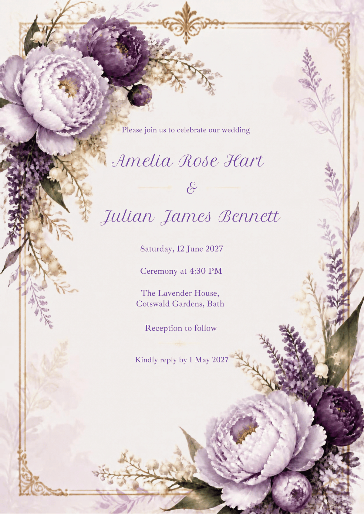 Royal Peony Wedding Invitation