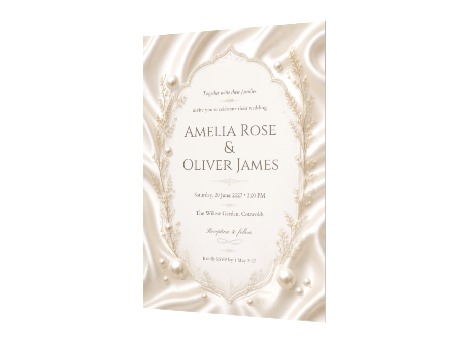Silk and Pearl Wedding Invitation